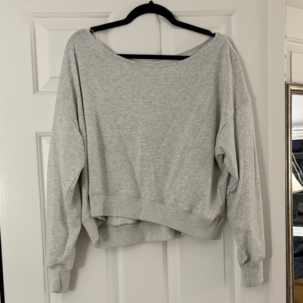 Gray Off the Shoulder Sweatshirt